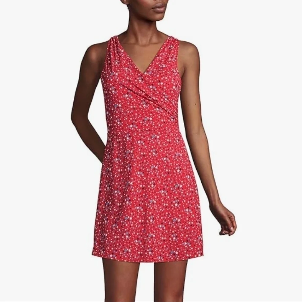 Land's End Patriotic print chlorine resistant surplice swimwear dress 26W